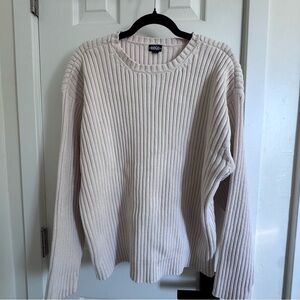 BKE Women's Light Cream Ribbed Sweater